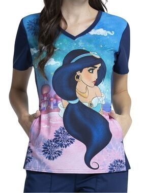 Cherokee Princess Jasmine Disney Aladdin Tooniform V Neck Scrub Top 3XL